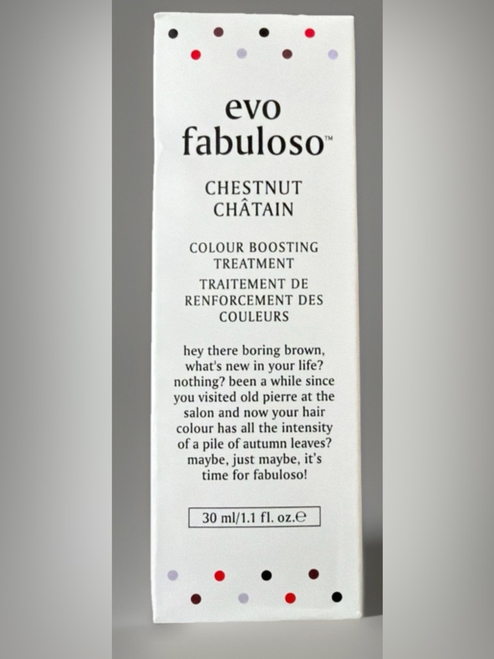 New EVO FABULOSO CHESNUT color boosting treatment conditioner travel size 1.1 oz